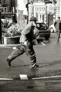 man people running old black