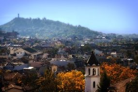 roof view of old european town at autumn