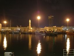 port at night, spain, barcelona