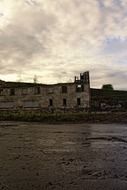 Destroyed old building at the dusk