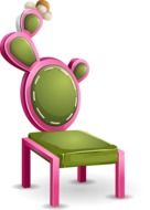 pink and green soft chair, illustration