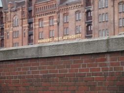 red brick wall at old building, germany, hamburg