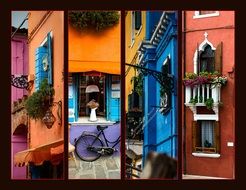 holiday in colorful old city, collage, italy, murano