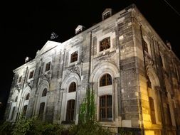 academy of fine arts building at night, back view, germany, dresden