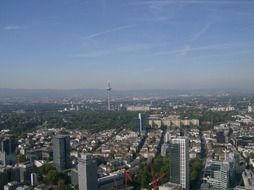 top view of city at summer, germany, frankfurt am main