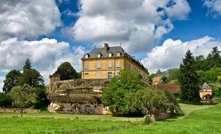 chateau du roc, old mansion in countryside at summer, france, dordogne