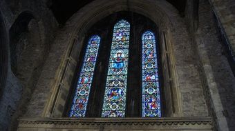 colorful stained glass window of st mary’s cathedral