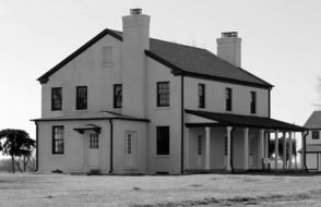 historical building in fort reno, former cavalry post, usa, oklahoma