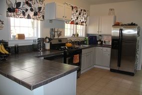 modern kitchen with tile counter