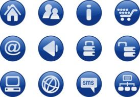 isolated blue internet icons