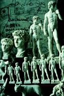 reproductions of stone statues of David in Florence, Italy