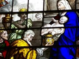 adoration of the Magi, stained glass church window