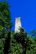 grey stone pillar among trees at sky