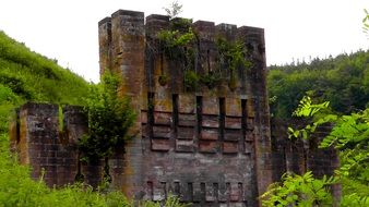 aged brick wall of fortress