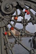 red locks on the iron gate in Berlin