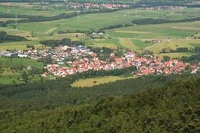 aerial view of a village from swabian alb