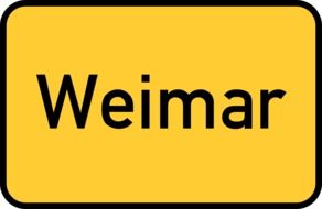 weimar, yellow town sign