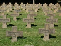 stone crosses on veterans graveyard