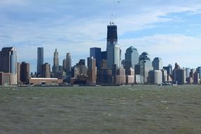 city on manhattan island at hudson river, usa, nyc