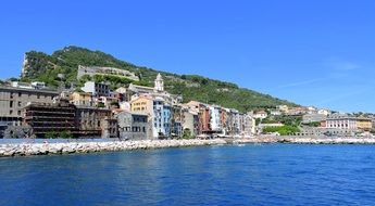colorful houses on waterfront at blue sea, italy,porto venere