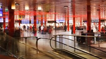 panoramic view of the interior of a business center in a blurry background