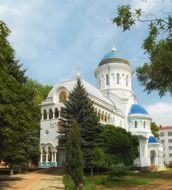 Saint Constantine and Elena Cathedral in park at summer, moldova, Bălți