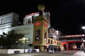 casino on boardwalk at night, usa, new jersey, atlantic city