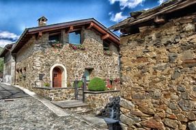 scenic stone houses, italy, tirano