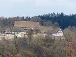 Monastery of Lorchs among picturesque nature on a hill, Germany