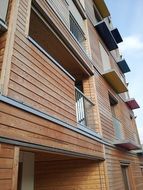 wooden facade of the building