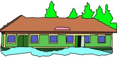 long one-storey building, illustration