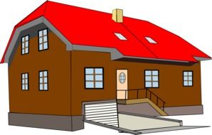 two story building with garage, illustration