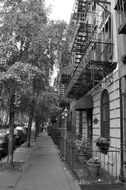 sidewalk on old street, usa, new york