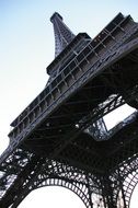 diagonal low angle view of eiffel tower at morning sky, france, paris