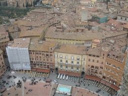 top view of square in old city, italy, siena