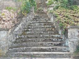 aged stone steps up outdoor