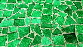 green ceramic tiled floor