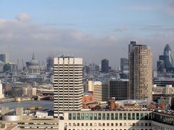 st paulâs cathedral and gherkin building in city skyline, england, london