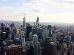 aerial view of High scyscrapers in downtown of the city