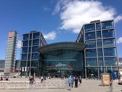 glass facade of central station, germany, berlin