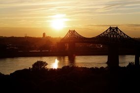 suspension bridge evening outlines