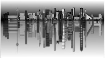 greyscale illustration of toronto skyline