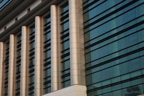 modern office building with a glass facade close-up