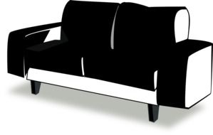 black and white modern sofa, illustration