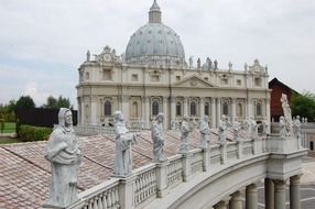 miniature pope statues on balustrade at roof, italy, rome, vatican