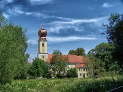 church in the countryside in Weihmich, Germany