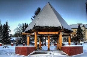 pavilion in city park at winter, canada