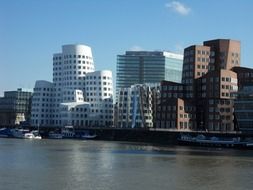view of the city from the port, dusseldorf