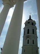 steeple of cathedral at sky, lithuania, vilnius