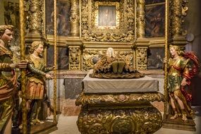 ornate royal tomb in palma cathedral, la seu, spain, majorca